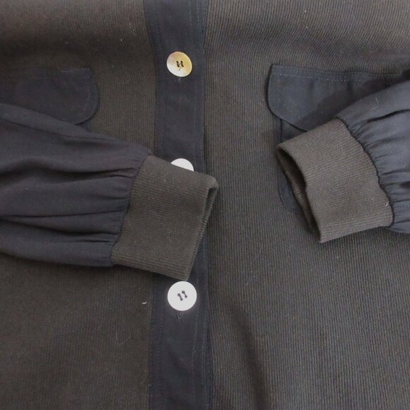 Carole Little Sweater Womens Sz 14 Ribbed Front Moto Jacket Cropped Button Black - Picture 9 of 10